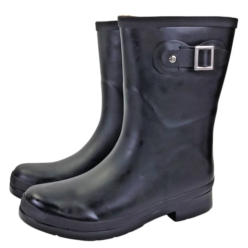 Chooka Rubber Rain Boots‎ Womens Size 8 Delridge Mid Black Waterproof Ladies